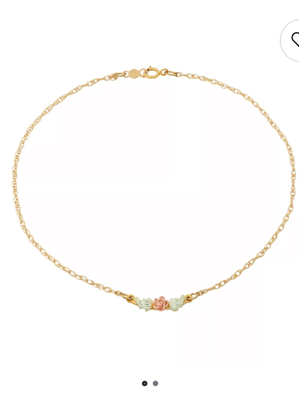 Black Hills Gold Tri-Tone Ankle Bracelet 12K Gold Marking